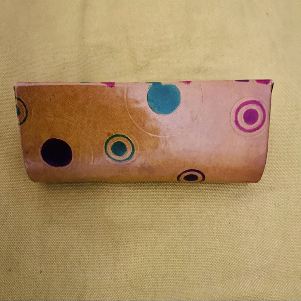 NWOT Handmade Leather Case Painted Shantiniketan Style India - Picture 2 of 3